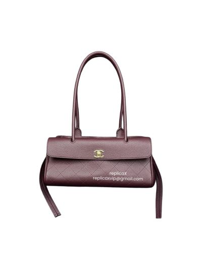 Chanel Small Urban Essential East West Shopping Tote Bag Burgundy Caviar Leather A4000