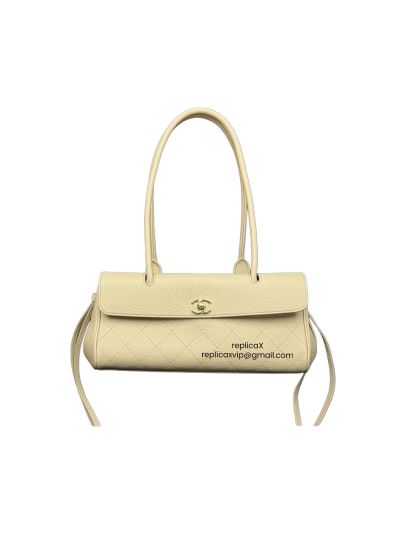 Chanel Small Urban Essential East West Shopping Tote Bag Beige Caviar Leather A4000
