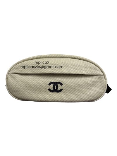 Chanel Coco Beach Canvas Pouch Clutch Bag