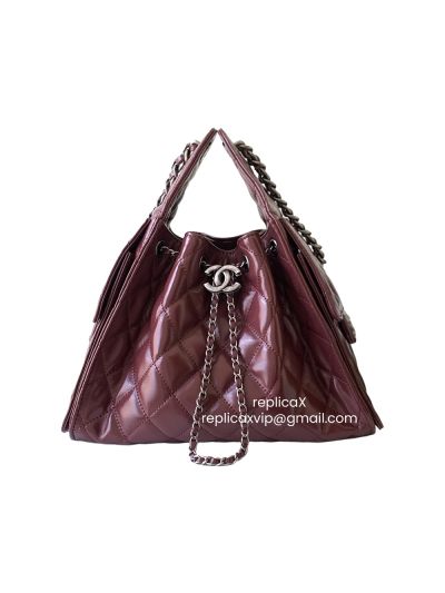 Chanel 25 Hobo Shoulder Bag Red Shiny Crumpled Calfskin Leather AS5293 
