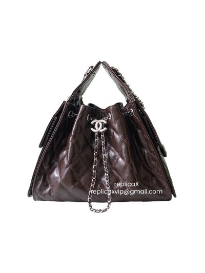 Chanel 25 Hobo Shoulder Bag Burgundy Shiny Crumpled Calfskin Leather AS5293