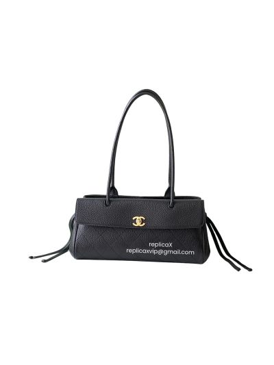 Chanel Small Urban Essential East West Shopping Tote Bag Black Grained Calfskin Leather AS6288