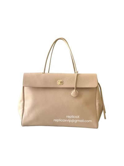 Chanel Large Shopping Tote Bag Beige Grained Calfskin Leather AS6289