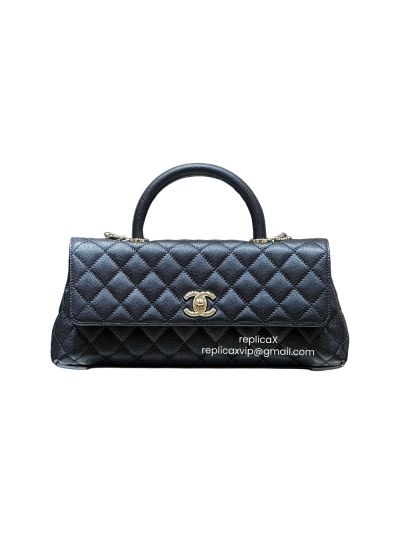 Chanel Vip Maxi East West Coco Handle Flap Shoulder Bag Black Caviar Quilted Leather AS6091