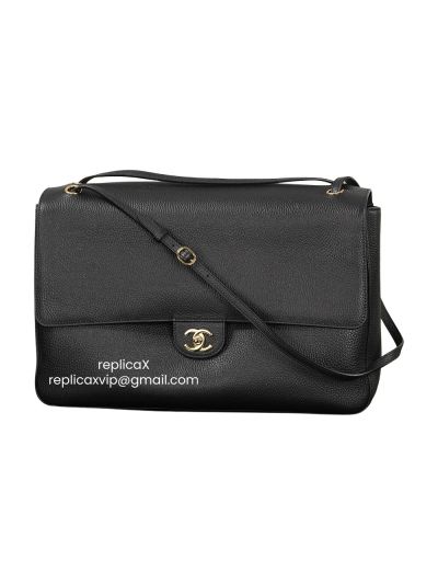 Chanel Vip Grained Calfskin Souplissimo Maxi Flap Shoulder Bag Black A2631