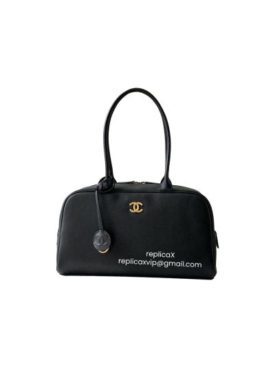Chanel Calfskin Leather Large Perfect Bowling Bag Black AS6211