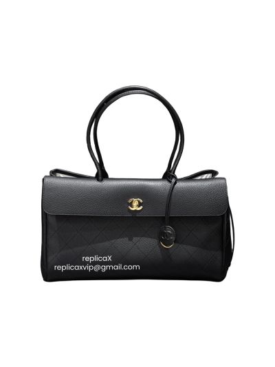 Chanel Black Grained Calfskin Stitched Urban Essentials Large Shopping Bag AS6428