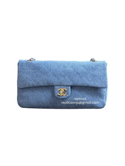 Chanel Souplissimo Large Flap Shoulder Bag Denim Blue Fabric AS6231 