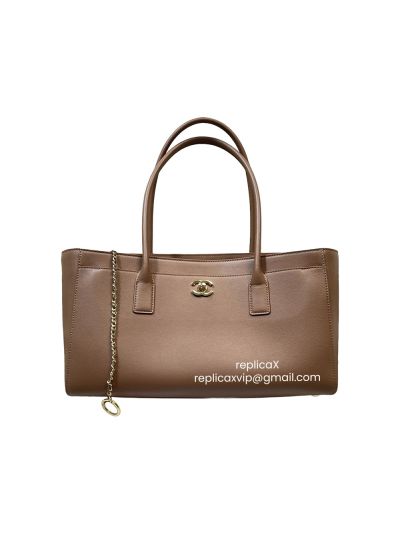 Chanel Calfskin Archetype Small Shopping Tote Bag Brown AS624