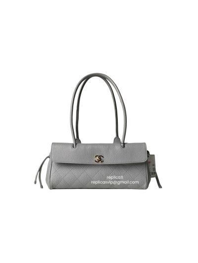 Chanel Small Shopping Bag Light Gray Grained Calfskin Leather AS6288 