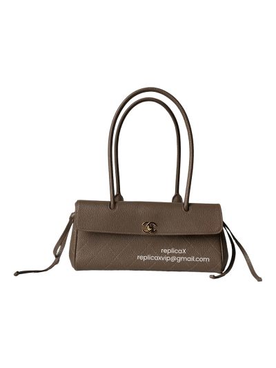 Chanel Small Shopping Bag Gray Grained Calfskin Leather AS6288