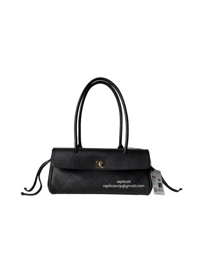 Chanel Small Shopping Bag Black Grained Calfskin Leather AS6288