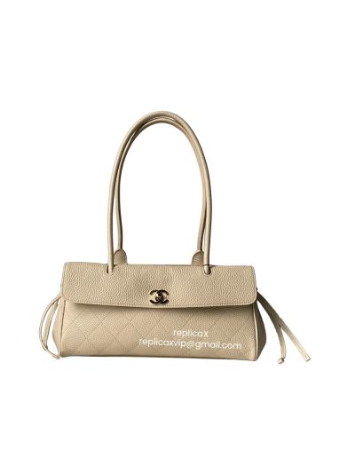 Chanel Small Shopping Bag Beige Grained Calfskin Leather AS6288