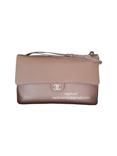 Chanel Maxi Large Souplissimo Flap Shoulder Bag Light Brown Grained Calfskin A4006