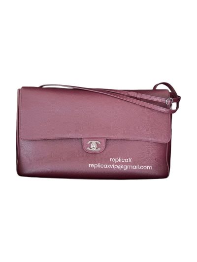 Chanel Maxi Large Souplissimo Flap Shoulder Bag Burgundy Grained Calfskin A4006