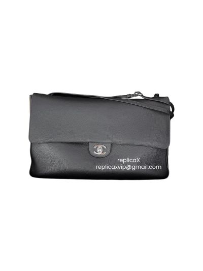 Chanel Maxi Large Souplissimo Flap Shoulder Bag Black Grained Calfskin A4006
