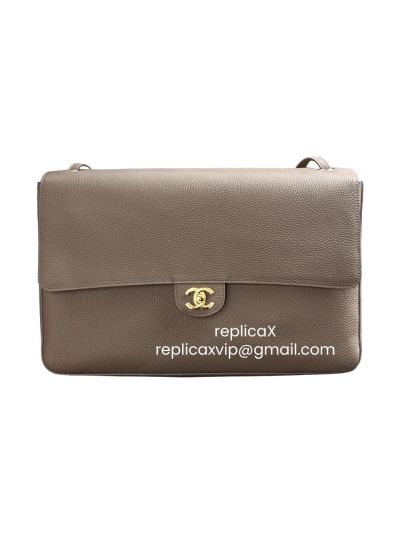 Chanel Souplissimo Maxi Large Flap Shoulder Bag Light Gray Grained Calfskin Leather AS6233