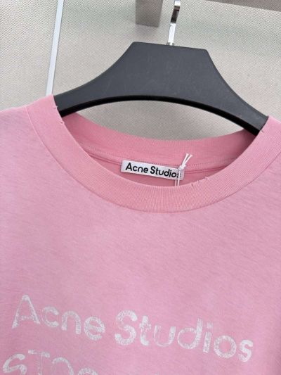 Acne Studios Crew Neck Short Sleeve T-Shirt in Pink