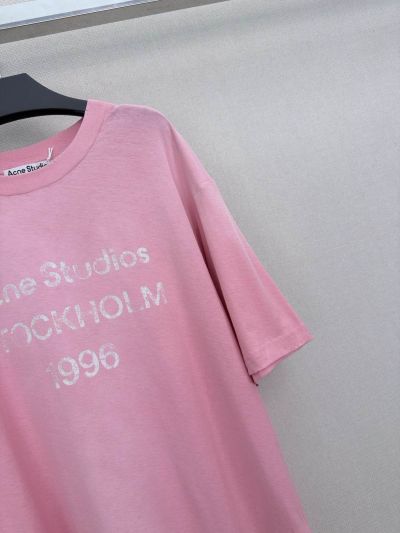 Acne Studios Crew Neck Short Sleeve T-Shirt in Pink