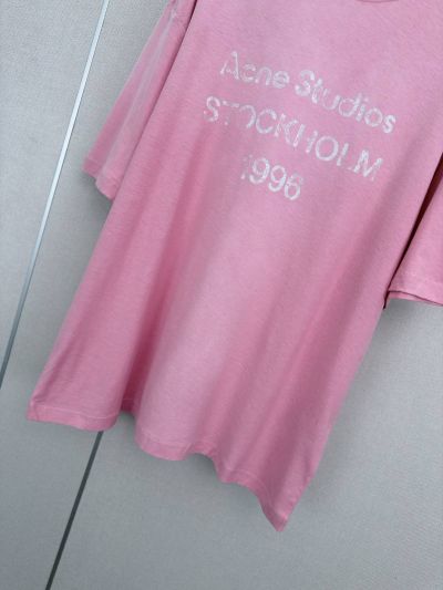 Acne Studios Crew Neck Short Sleeve T-Shirt in Pink