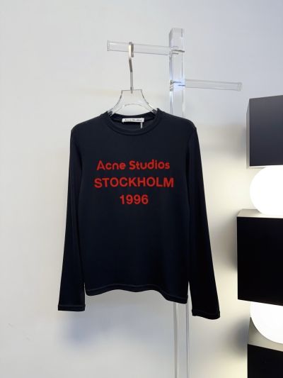 Acne Studios Long Sleeve Crew Neck T-Shirt in Black