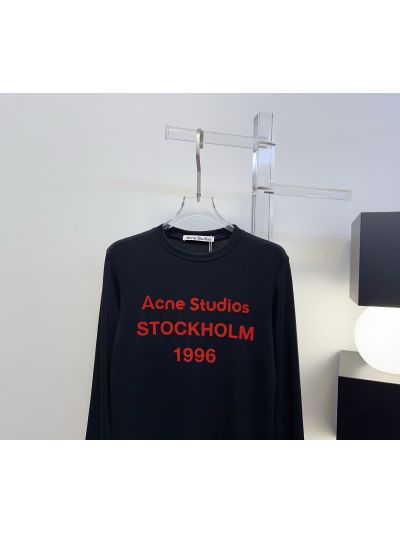 Acne Studios Long Sleeve Crew Neck T-Shirt in Black