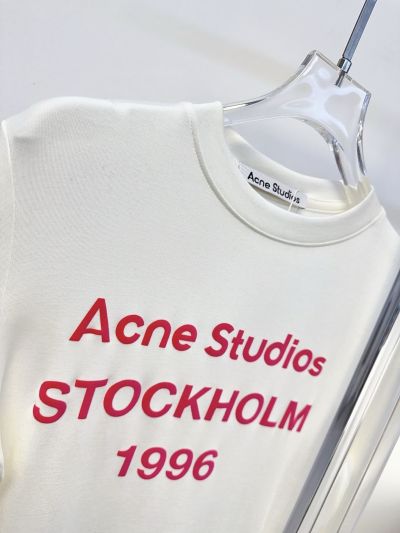 Acne Studios Long Sleeve Crew Neck T-Shirt in White