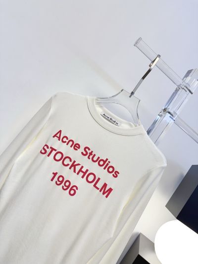 Acne Studios Long Sleeve Crew Neck T-Shirt in White