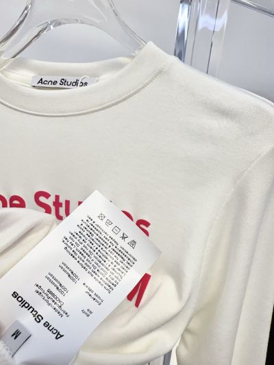 Acne Studios Long Sleeve Crew Neck T-Shirt in White