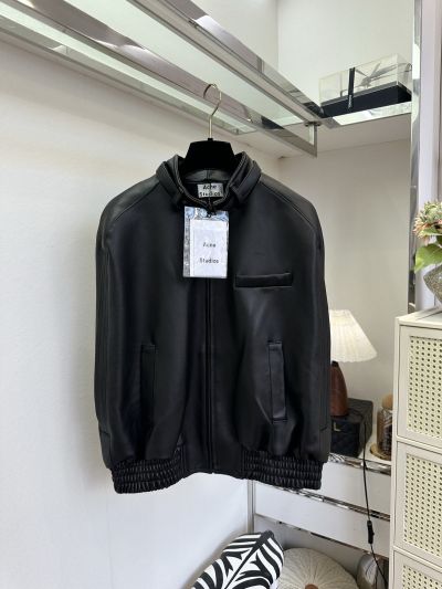 Acne Studios Stand Collar Long Sleeve Vest in Black and Beige