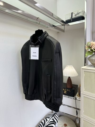 Acne Studios Stand Collar Long Sleeve Vest in Black and Beige