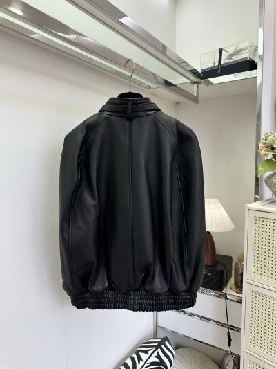 Acne Studios Stand Collar Long Sleeve Vest in Black and Beige