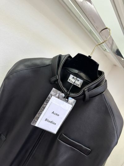 Acne Studios Stand Collar Long Sleeve Vest in Black and Beige