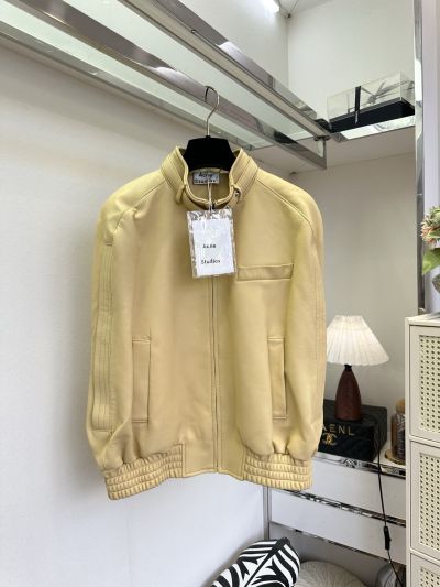 Acne Studios Stand Collar Long Sleeve Vest in Black and Beige