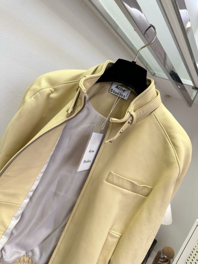 Acne Studios Stand Collar Long Sleeve Vest in Black and Beige