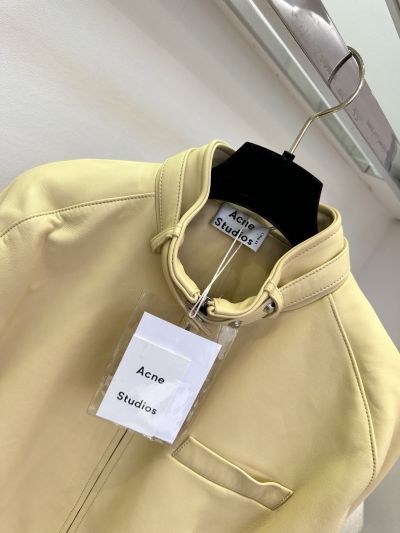 Acne Studios Stand Collar Long Sleeve Vest in Black and Beige