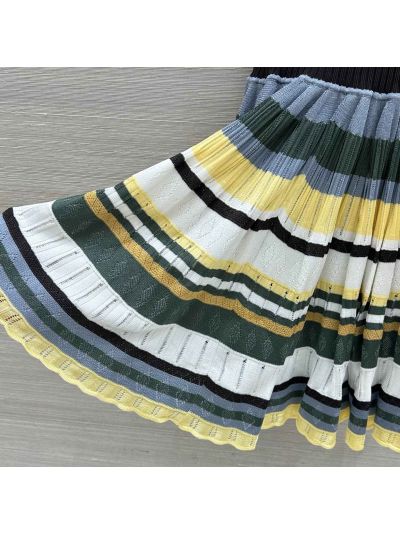 Alaia Crew Neck Sleeveless Dress in Multicolor
