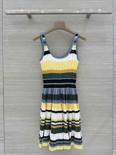 Alaia Crew Neck Sleeveless Dress in Multicolor