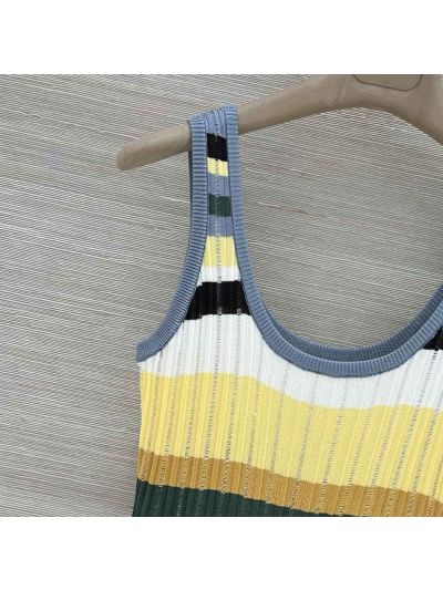 Alaia Crew Neck Sleeveless Dress in Multicolor