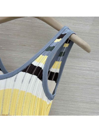 Alaia Crew Neck Sleeveless Dress in Multicolor