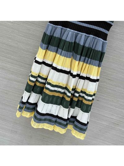 Alaia Crew Neck Sleeveless Dress in Multicolor