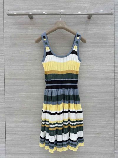 Alaia Crew Neck Sleeveless Dress in Multicolor
