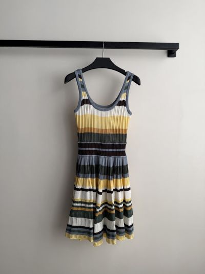 Alaia Striped Pleated Dress in Multicolor