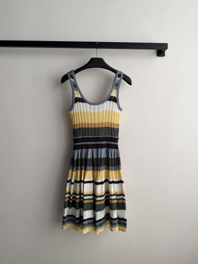 Alaia Striped Pleated Dress in Multicolor