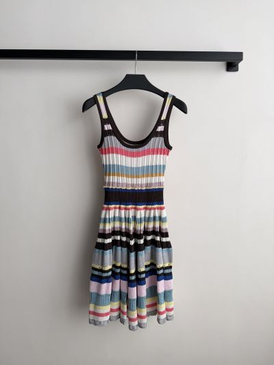 Alaia Striped Pleated Dress in Multicolor