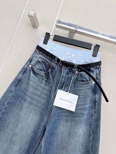 Alexander Wang Denim Belted Pants in Blue