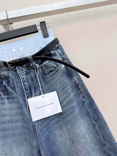 Alexander Wang Denim Belted Pants in Blue