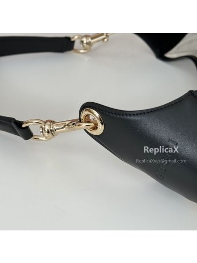 Gucci B Medium Hobo Shoulder Bag Canvas and Calf Leather 815924 Beige/Black GG Canvas