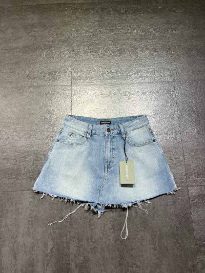 Balenciaga Denim Contrast-Trim Pants in Light Blue