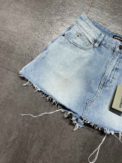Balenciaga Denim Contrast-Trim Pants in Light Blue